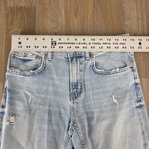 ZARA The Slim Boyfriend Jeans Beach Blue Distressed Ripped Raw Hem Women's 28 - Picture 6 of 9